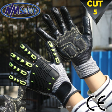 Test de sécurité NMSAFETY en388 gants de sécurité mécaniques nitrile anti-chocs 4543